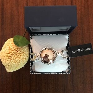 Scroll & Vine Gold Silver Two Tone Cable Bracelet NWT